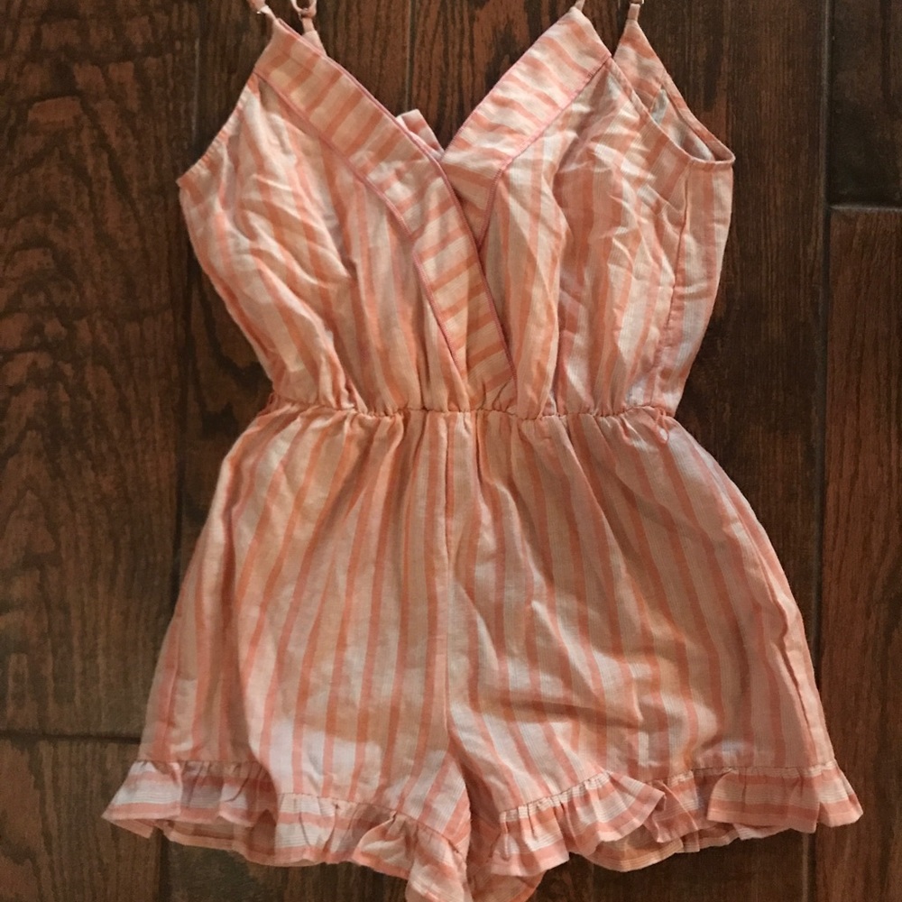Orange and white romper